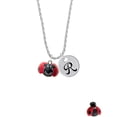 thumbnail image 2 of Delight Jewelry Resin Red & Black Ladybug Sweetie Silvertone Script Initial Disc - R - Charm Necklace, 20"+3", 2 of 4