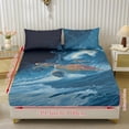 thumbnail image 2 of COEQINE Twin Size Sheet Set Cozy Fade Resistant 3 Pieces Bedding Sheet Set All Season Bottom Bedsheet with All Around Elastic for Home Decor, Sea Turtle Lightning Sea, 2 of 5