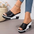 thumbnail image 6 of Mepaouo Summer Sandals for Women 2025 Wide Width Wedge Platform Slides Casual Dressy Shoes Black 5.5, 6 of 8