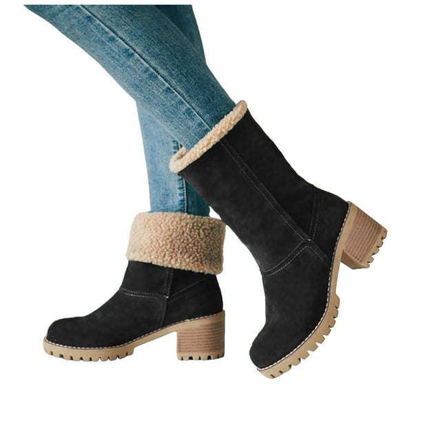 Leozcaa Bottes d'Hiver pour Femmes Bottes de Neige Imperméables Bottes de Randonnée Chaudes Bottes de Marche à Lacets pour Dames