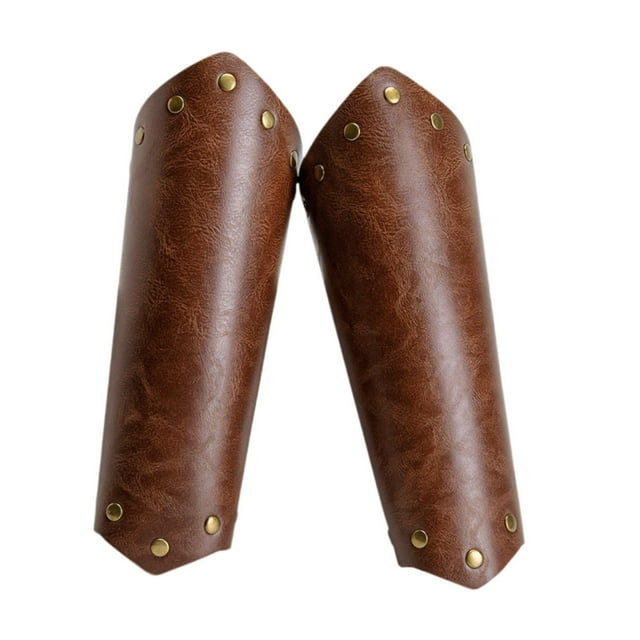 Brazaletes Medievales Para Hombres Nórdicos, Protectores De Brazos Para Disfraces De Halloween, Color Marrón