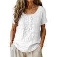 thumbnail image 2 of Rutainlusire Womens Embroidered Round Neck Short Sleeve Tops Loose Fit Soft Casual Summer Tops for Women, 2 of 6