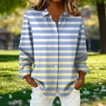 thumbnail image 2 of VEKDONE Womens Shirts Long Sleeve Button Lapel Shirt Fashion Stripe Color Block Blouses Casual Loose Fit Plus Size Tunic Tops, 2 of 6