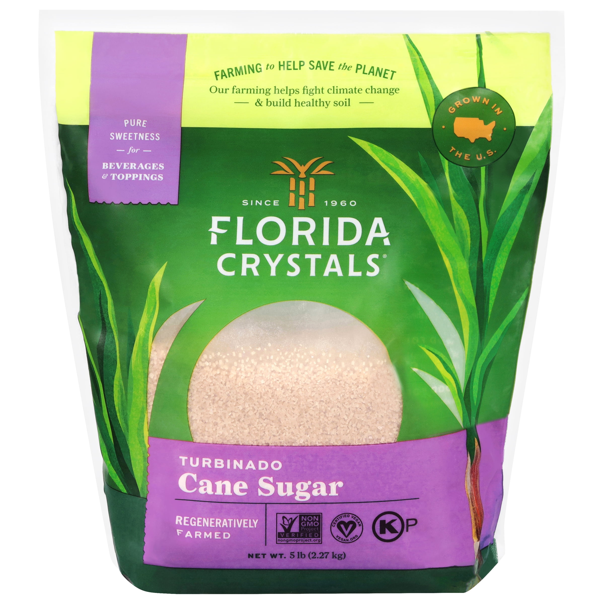 (3 pack) Florida Crystals Turbinado Cane Sugar, 5 lb Pouch