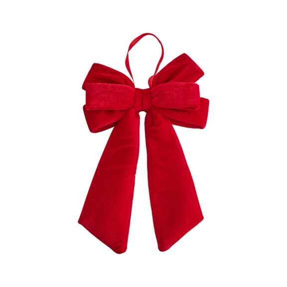 Leodye 1PCS Velvet Christmas Hanging Bow Ornament, Classic Festive Pendant for Xmas Tree, Window and Wreath Home Decoration -9.05*14.96IN