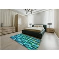 thumbnail image 4 of Ahgly Company Indoor Square Patterned Dark Turquoise Green Area Rugs, 6' Square, 4 of 6