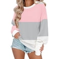 thumbnail image 2 of Pisexur Chandails en Molleton pour Femmes Col Rond Patchwork Colorblock Chandail Mode Décontracté Manches Longues pour Femmes Chandails en Molleton Amples pour Femmes, 2 of 5