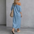 thumbnail image 5 of Guieoi Shift Dresses for Women 2026 Fall Off-Shoulder Long-Sleeve Slit Dress with Pockets Loose-Fit Maxi Casual Dress Blue S, 5 of 5