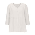 thumbnail image 4 of Perfectbot Women's V Neck Button Down 3/4 Sleeve Peplum Blouse, Casual Lightweight Breathable Summer Shirt, 4 of 7