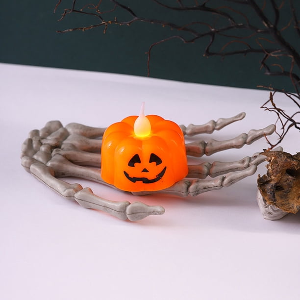 12 PCS Luces LED de Halloween para interiores, velas de té de araña que funcionan con pilas Velas sin llama para decoraciones de Halloween para mesas de fiesta