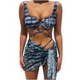 thumbnail image 2 of CEHVOM Women Print Three Piece Split Swimsuit Show Waist Wire Free With Pad Solid Bikini Set, 2 of 8