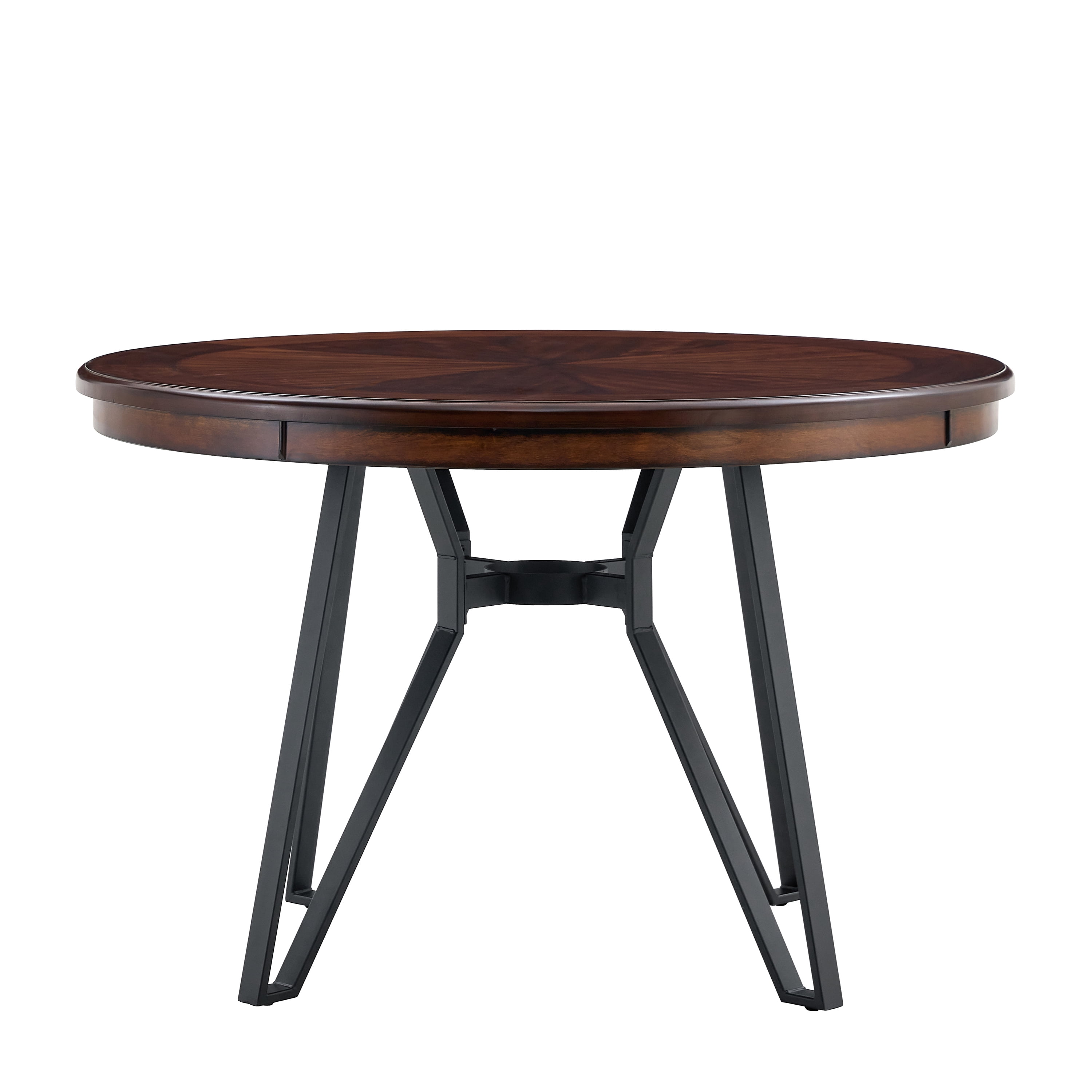 Euroco 46" Round Dining Table for 4, Modern Kitchen Table with Metal Legs for Kitchen Dining Room,Living Room,Small Spaces,Brown