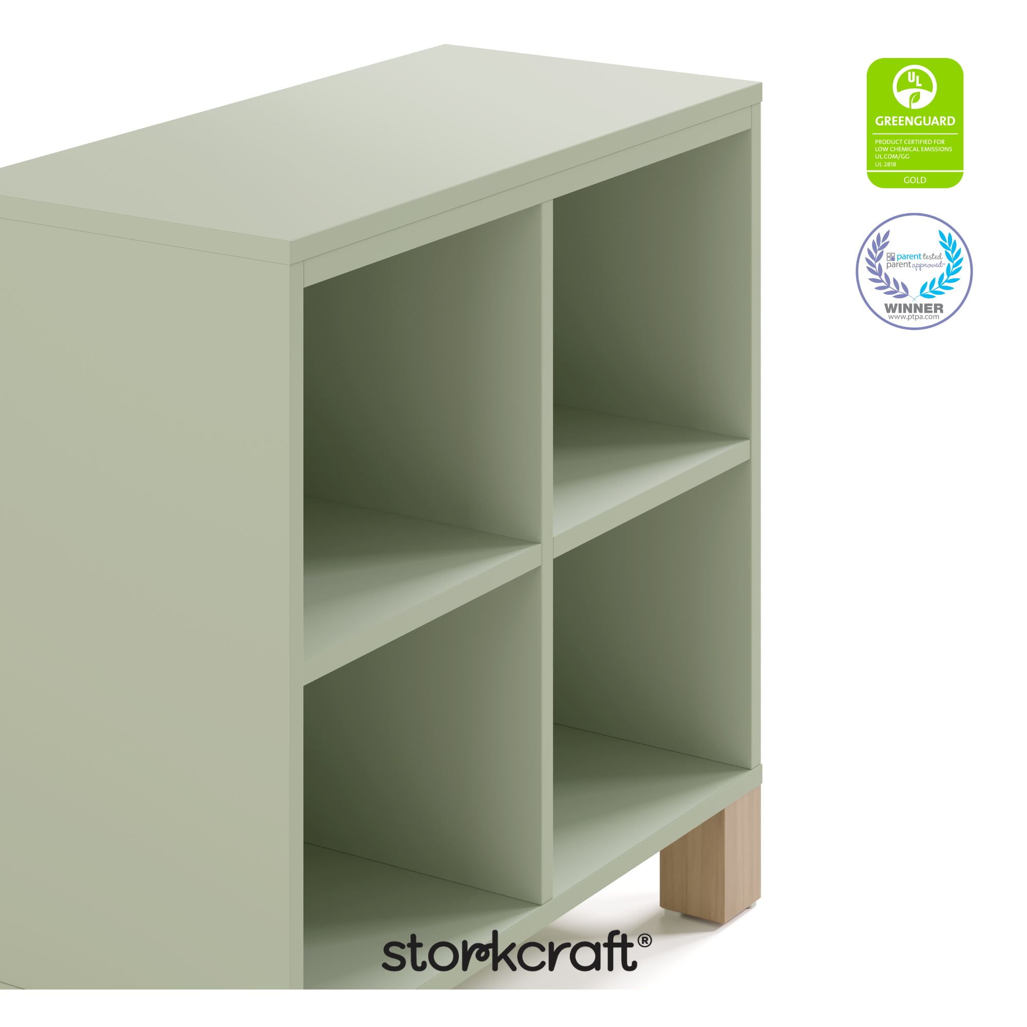 Storkcraft California Cube Organizer Children's Bookcase, Sage with Driftwood