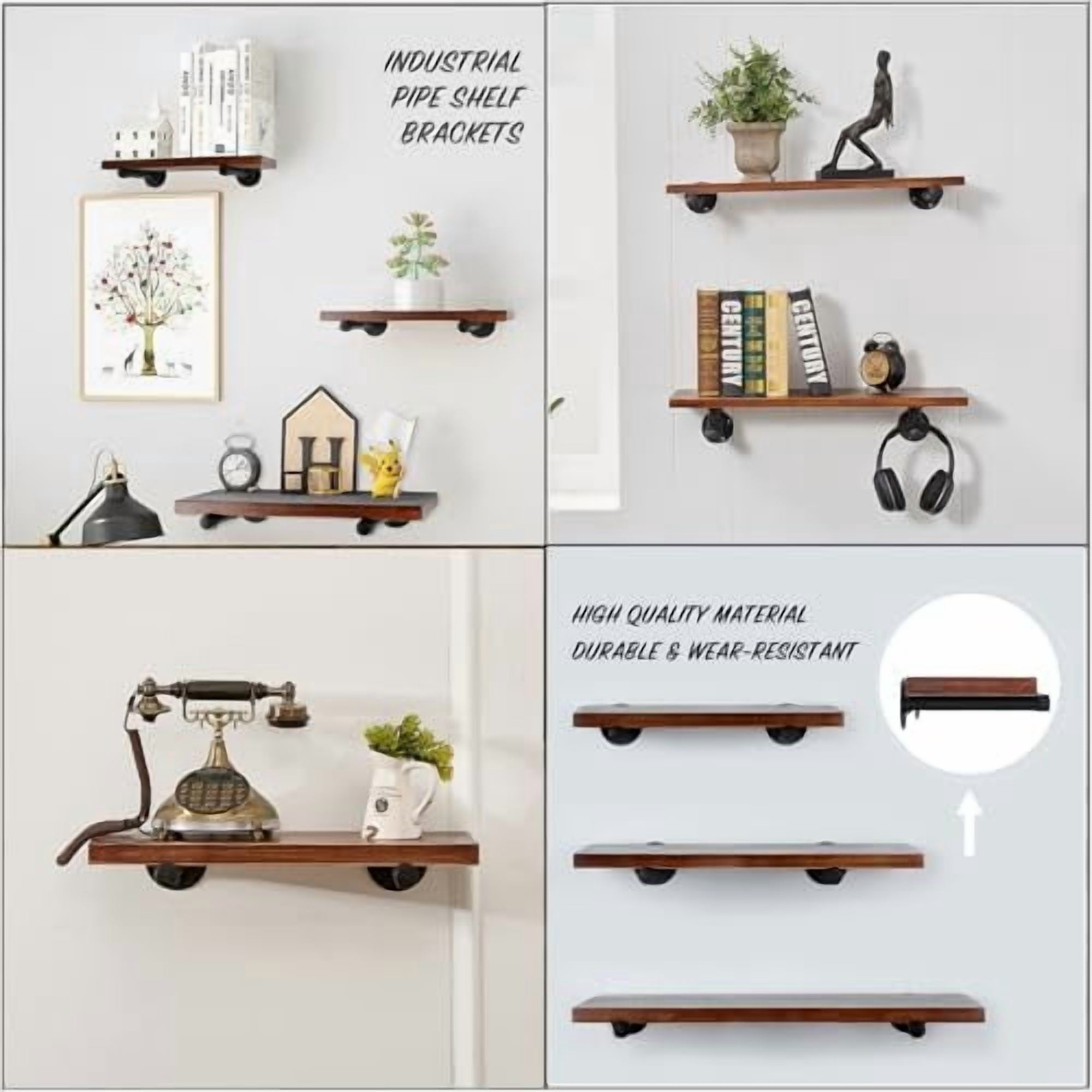 Industrial Pipe Shelf Brackets 10 Pack Wall Mount DIY Shelving Brackets 8 in Pipe Decor Wall Rustic Garment Rack Floating Shelf Bracket