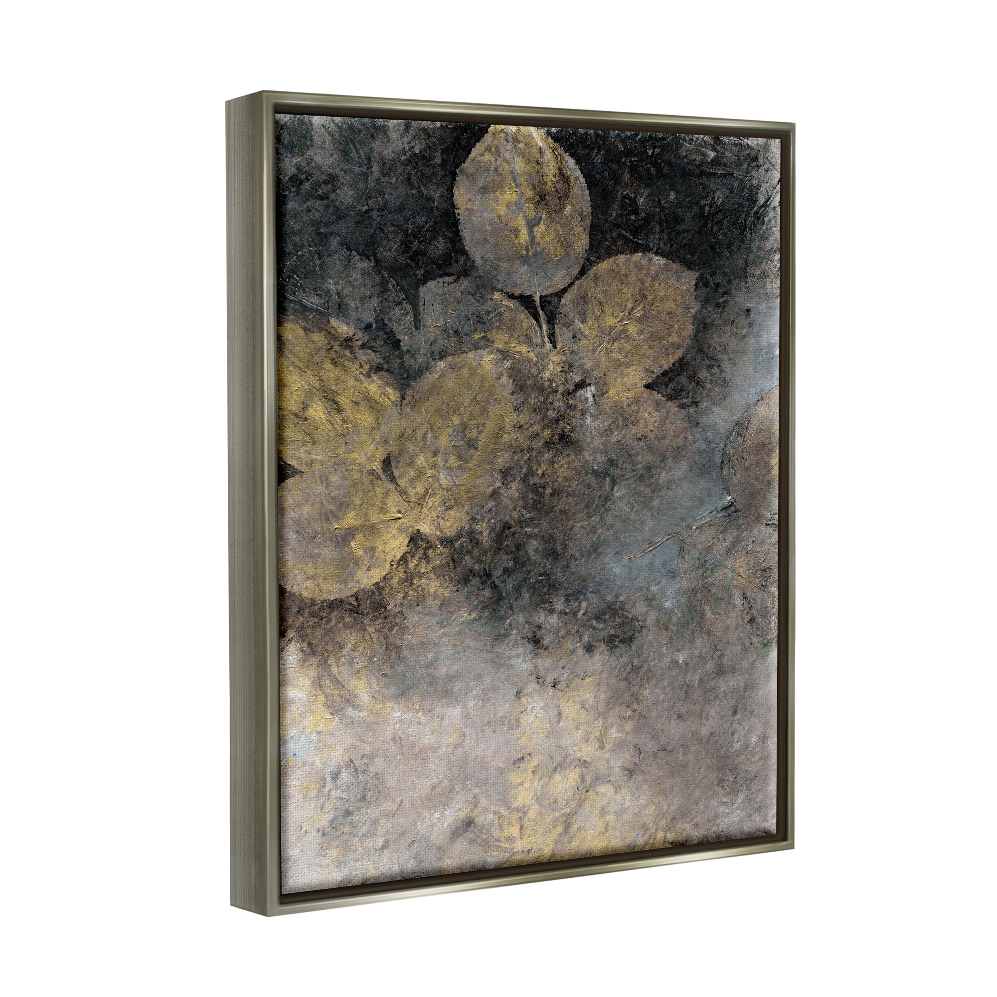 Stupell Industries Abstract Forest Leaves Abstract Painting Gray Floater Framed Canvas Art Print Wall Art, 25 x 31