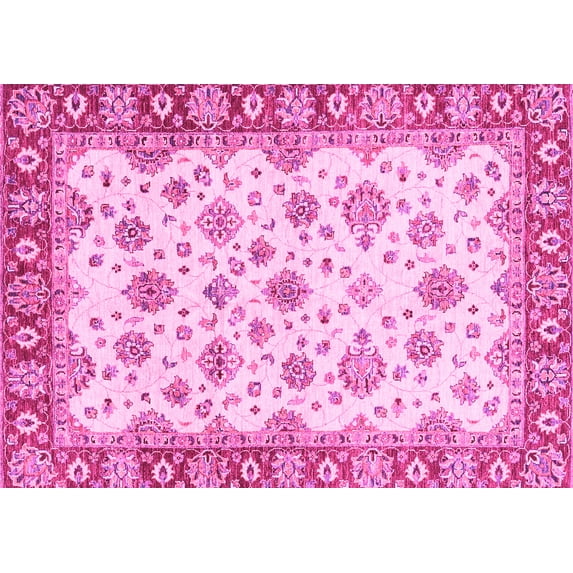 Ahgly Company Indoor Rectangle Abstract Pink Modern Area Rugs, 7' x 10'