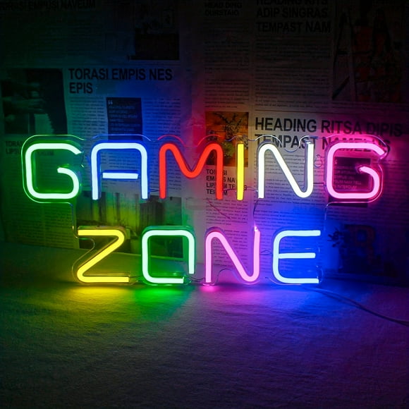 YOPTOP Panneau Néon de Zone de Jeu 1 Pce 15,7 Po*6,7 Po Panneau Néon de Jeu Décoration Murale USB Zone de Jeu Néon Cadeaux de Chambre pour Joueurs Garçons Ados Hommes, Aucun, 40 Cm*17 Cm/15,7 Po*6,7 Po