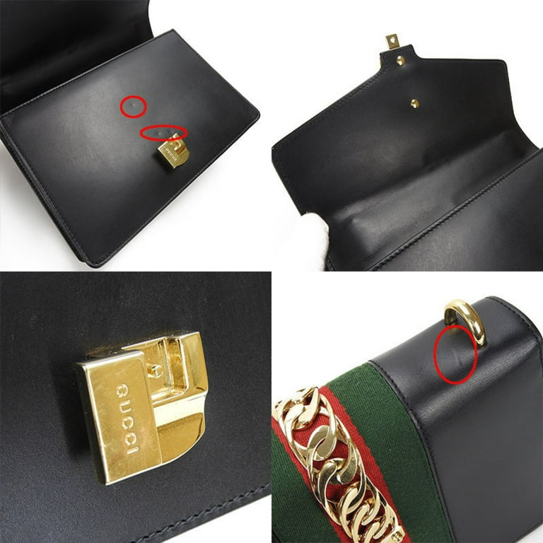 Pre-Owned Gucci Sylvie Small Shoulder Bag Webline Leather Pre-Owned Gucci Sylvie Small Shoulder Bag Webline Leather