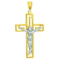thumbnail image 2 of JewelStop 14K Yellow White Gold Crucifix Cross Charm Pendant, 1.3gr., 2 of 7