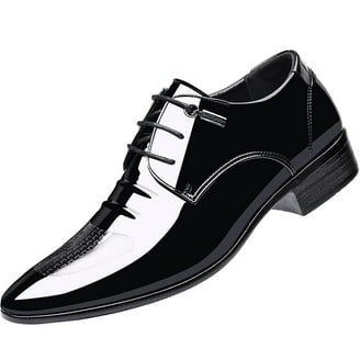 Xfvqtps Mens Dress Shoes British Style Simplicity Pointy Toe Lace up  Fashion Classic Formal Business Casual Wedding Versatile Patent Leather Shoes  Black - Walmart.com