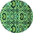 thumbnail image 1 of Ahgly Company Indoor Round Abstract Turquoise Blue Modern Area Rugs, 3' Round, 1 of 4