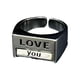 thumbnail image 2 of Anillos de letras,Anillos con letras Acción de Gracias Aniversario de bodas,Anillos de diseño único,regalo de joyería para amantes,Anillo abierto ajustable Anillo llamativo de metal,Anillo, 2 of 8