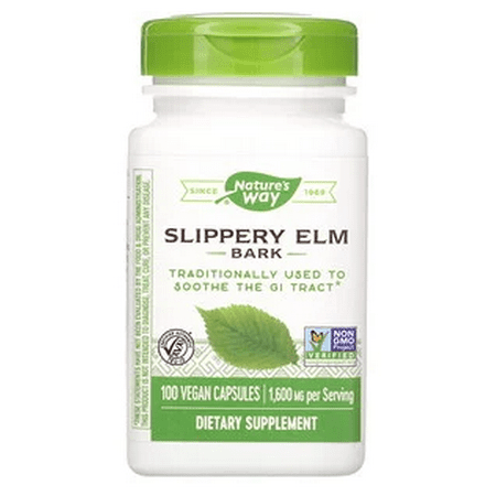 Nature's Way, Slippery Elm Bark, 1,600 mg, 100 Vegan Capsules(pack of 1)