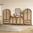 thumbnail image 2 of SICOTAS 70.9" Tall Arched Pantry Cabinet Set of 3,Boho Farmhouse Storage Cabinet with Rattan Doors & 2 Drawers, Adjustable Shelf, 31.5" Wide for Kitchen Living Room Dining Room, 2 of 7
