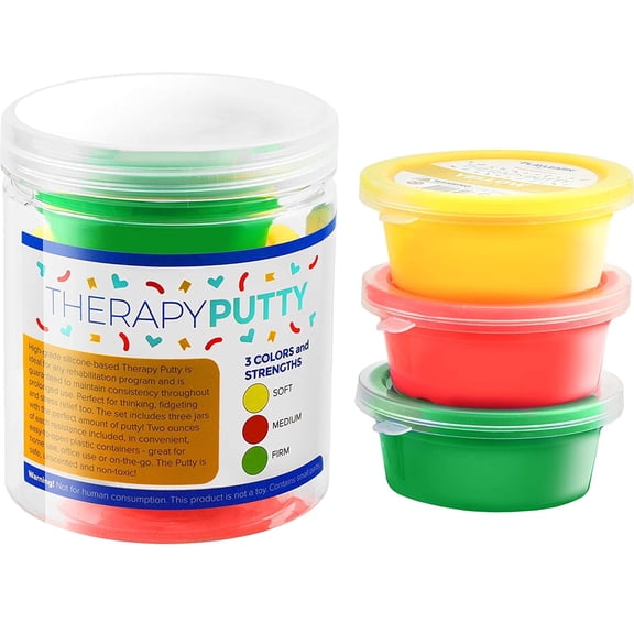 Playlearn USA Therapy Putty Sensory Toy Stress Relief for Children & Adults, 3 Strengths, 57g