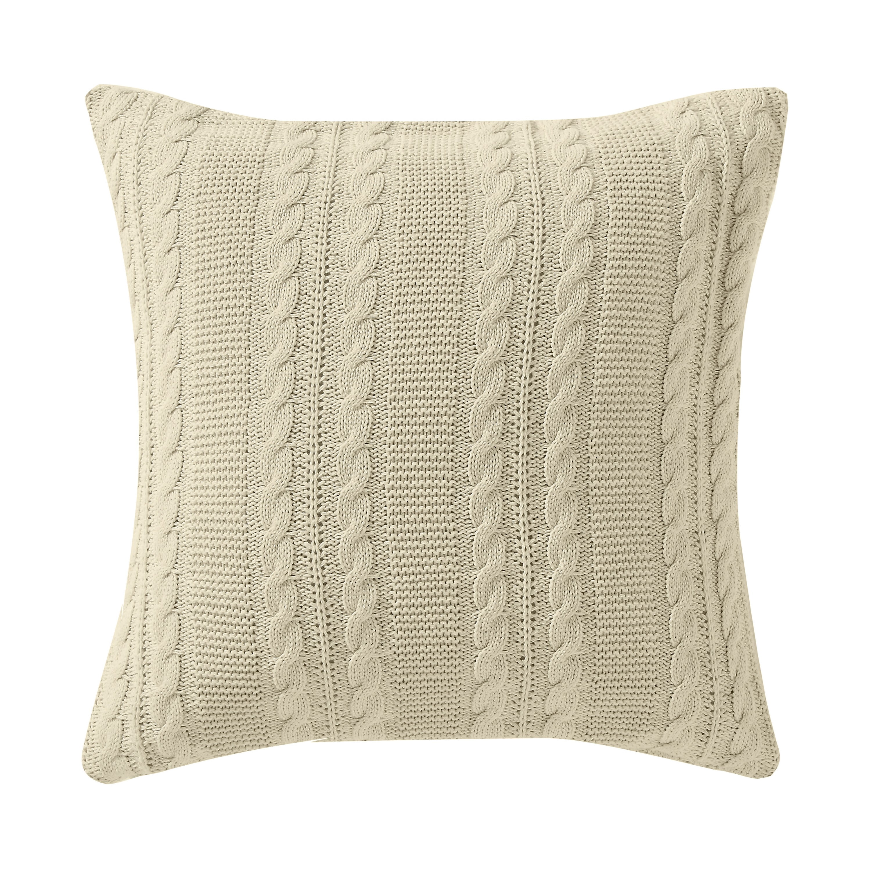 VCNY Home Dublin 18" x 18" Cream Cable Knit Cotton Decorative Pillow