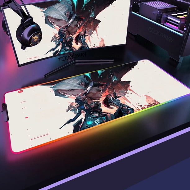Valorant-alfombrilla de ratón grande RGB para Gamer, alfombrilla de ratón grande para PC, XXL retroiluminación LED, alfombrillas de mesa para teclado, alfombrilla de escritorio para juegos de ordenado LIUWENJING unisex