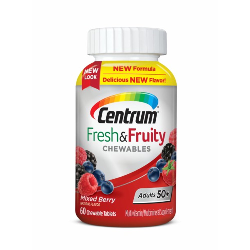 Centrum Fresh and Fruity Chewable Multivitamin for Adults, Mixed Berry
