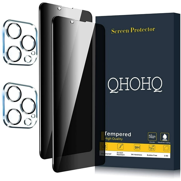 IBAOLEA 2 Pack Privacy Screen Protector for iPhone 13 Pro 6.1" with 2 Packs Camera Lens Protector, Full Screen Tempered Glass Film,9H Hardness Anti-Scratch, Anti Spy, Easy to install - Case Friendly