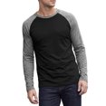 thumbnail image 4 of INSPIRE CHIC Men's Raglan T-Shirt Long Sleeve Crewneck Casual Baseball T-Shirts 2XL Black, 4 of 6