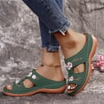 thumbnail image 4 of Yuanlong Womens Sandals Footbed Casual Flower Embroidered Shoes Hollow Out Beach Vacation Dressy Slide Sandals, 4 of 6