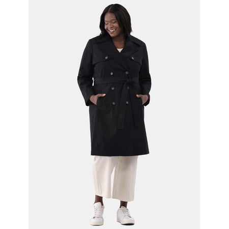 Time and Tru Double Breasted Trench Coat, Women's and Women’s Plus