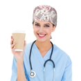 thumbnail image 5 of Scrub Caps Women Men, Eiffel Tower Artistic Adjustable Working Caps, Turban Hat Cleaning Working Cap with Sweatband, Elastic Bandage Tie Back Nurse Cap, 5 of 5