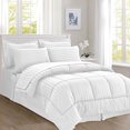 thumbnail image 1 of Ensemble de Couette Rayée de Luxe 8 Pcs - Ensemble de Literie Doux et Confortable avec Poches de Rangement Double Face - Couette Rayée Blanche Soyeuse, Format Double/Grand, 1 of 7