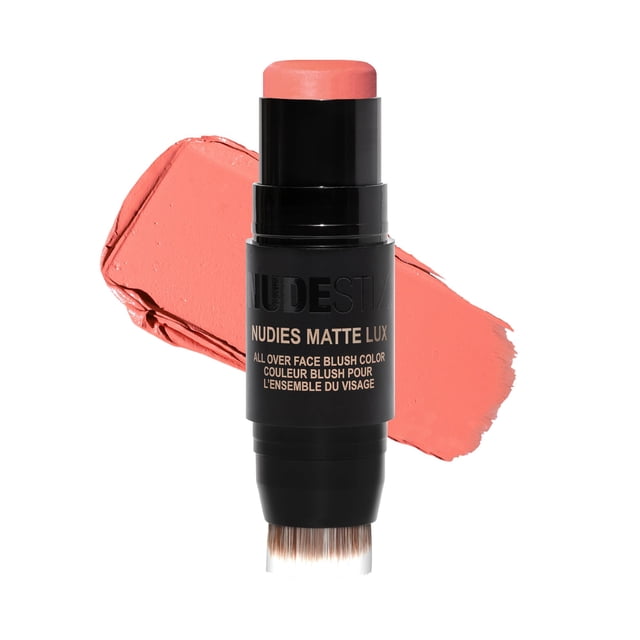 Nudestix Nudies Matte Lux Cream Blush 3 en 1 Color para todo el rostro para mejillas, ojos y labios con rubor mezclador (Pretty Peachy)