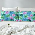 thumbnail image 5 of Erosebridal Palm Leaf Twin Sheet Sets, Pink Floral Flower Bedding Twin Size, Tropical Theme Room Decor, 3pcs, 5 of 7