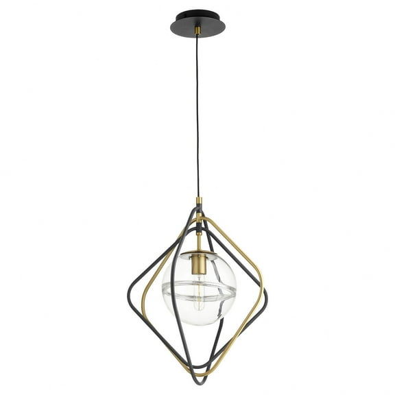 1 Light Pendant-Noir/Aged Brass Finish    -Traditional Installation Quorum Lighting 6802-6980
