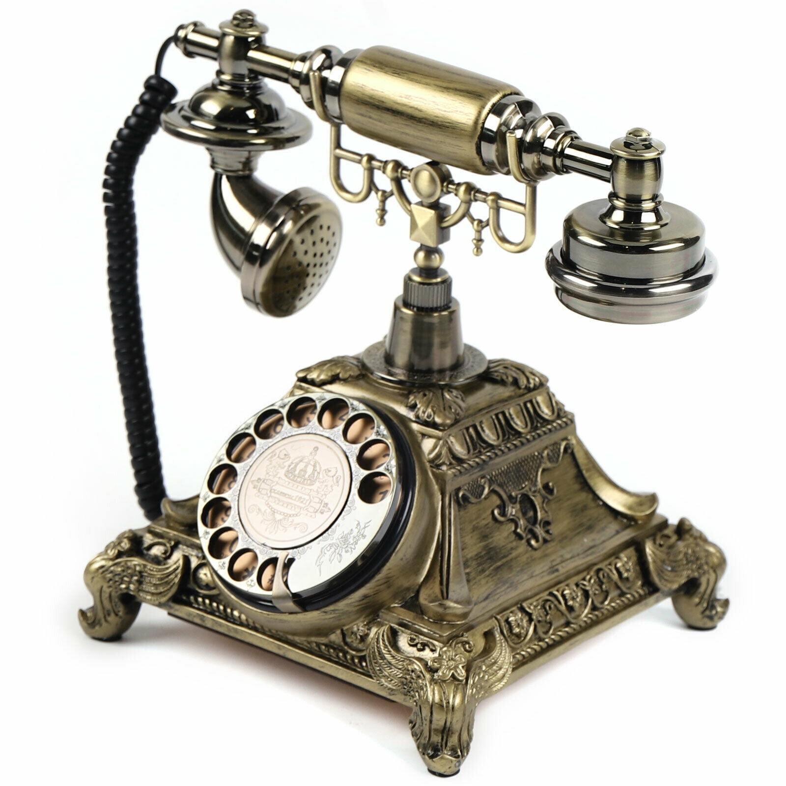 redial Retro Vintage Resin Antique Telephone Rotary Dial Desk Phone Home Decor 