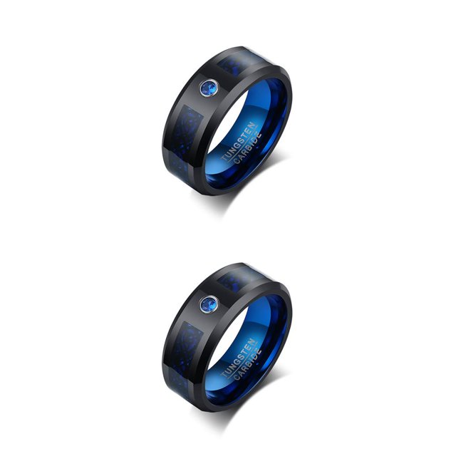 Minnieouse Anillo de 8MM con circonita azul incrustada, portátil, duradero, anticorrosión, anillos de dedo, joyería pulida Simple, regalo de Type3 NO3
