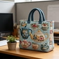 thumbnail image 5 of Quilted Tote Bag With Tea Pot Embroidery Large Capacity Multi-Functional Laptop Bag For Work Travel Weekend Women Nylon, 5 of 6