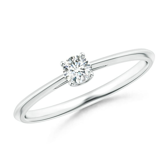 Angara Bague en Diamant de Laboratoire - Bague Solitaire en Diamant Rond à Bord Couteau en Platine pour Femme (Taille de Bague = 6,5)