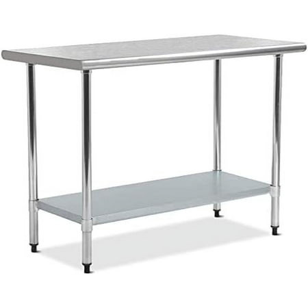 

Kitchen Work Table Stainless Steel NSF Commercial Worktable with Adjustable 24 X 48 Inches Scratch Resistant Heavy Duty Metal Food Prep Table for Garage Restaurant Kitchen Silver