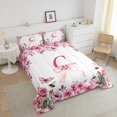thumbnail image 3 of Initial A-Z Comforter Sets King,Initial Letter C Bedding Set,Floral Bowknot Down Comforter,Romantic Rose Alphabet Reversible Bed Set with 2 Pillowcases Lightweight, 3 of 6