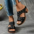 thumbnail image 7 of Viluyesy Women's Block Heels Sandals, Fashion Rivets Slip-On Peep Toe Comfortable Breathable Shoes Black 6.5, 7 of 7