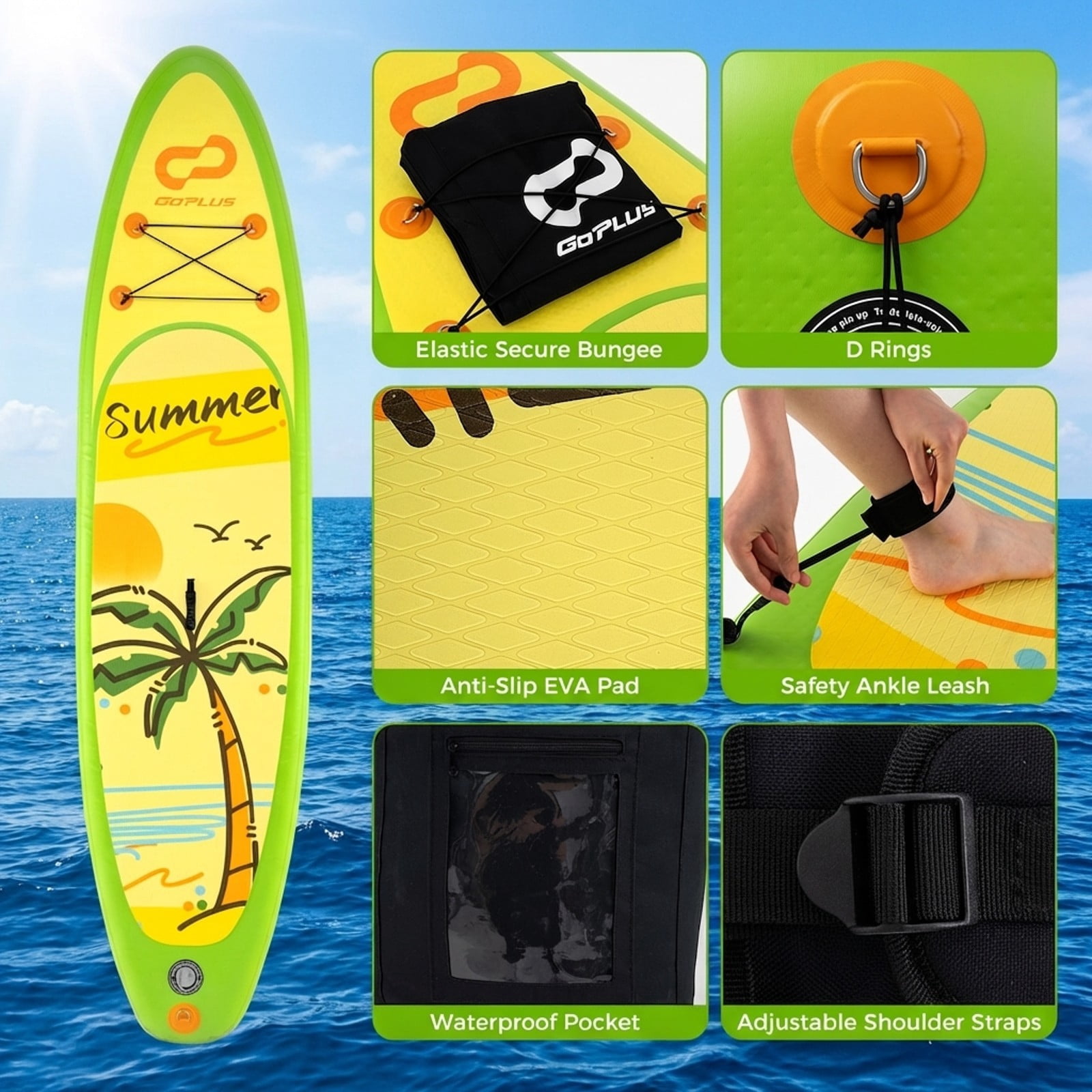 Airfind Inflatable Paddle Board with 3 Fins and SUP Kit-L