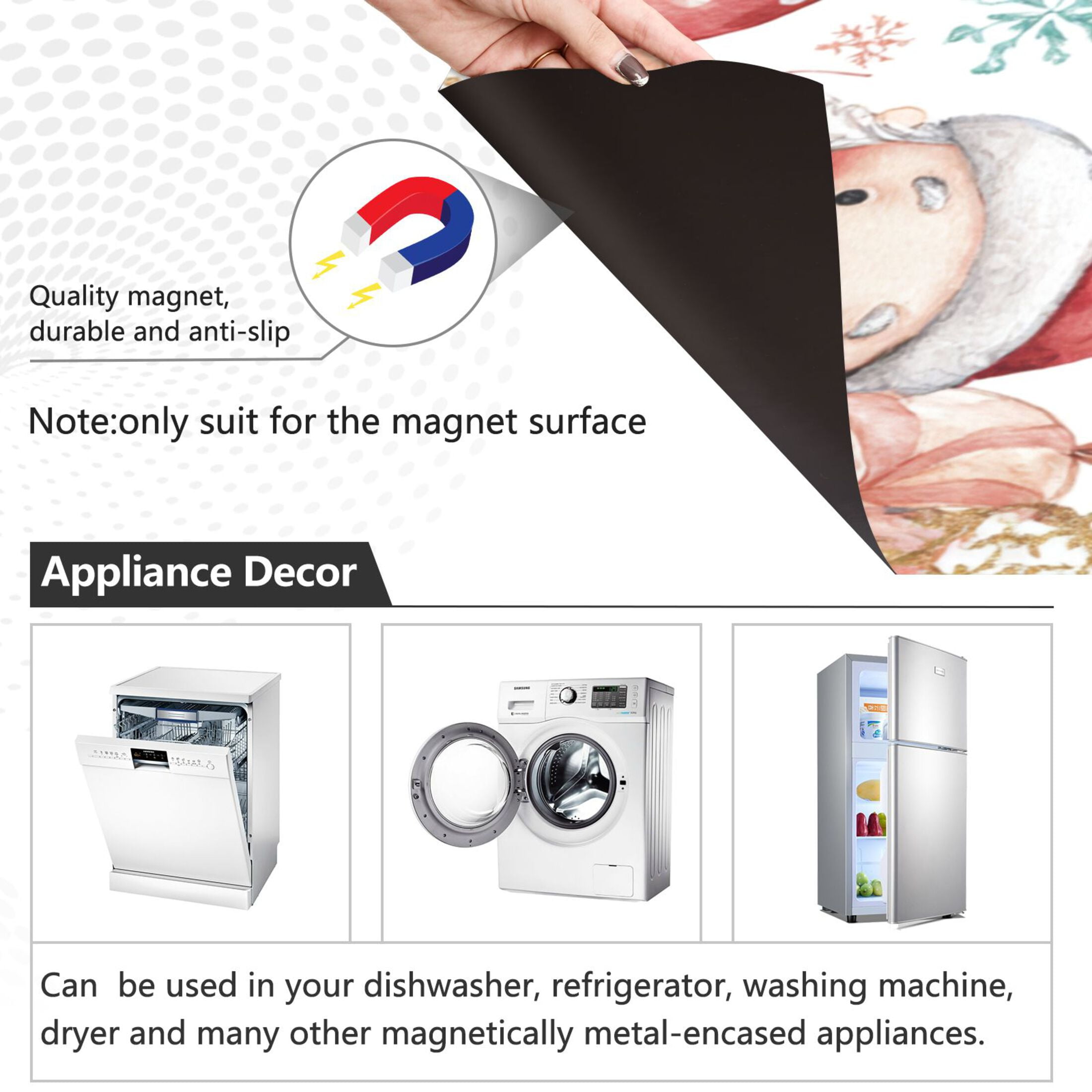 Dishwasher Magnetic Refrigerator Magnet Cover Sticker Home Decorative 23"x26" Christmas Paper Cutting Pattern